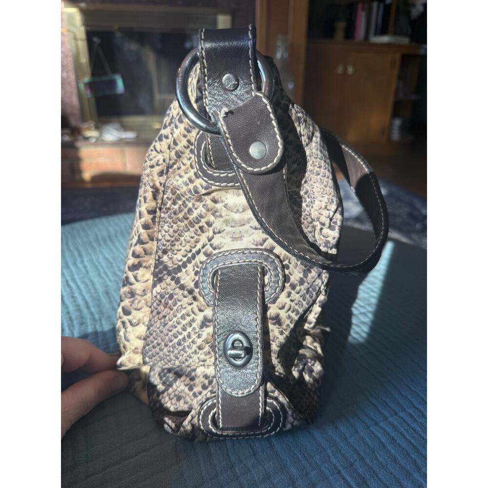 Donald Pliner Python Print Nylon Multi-Compartment Shoulder Bag - Picture 8 of 8